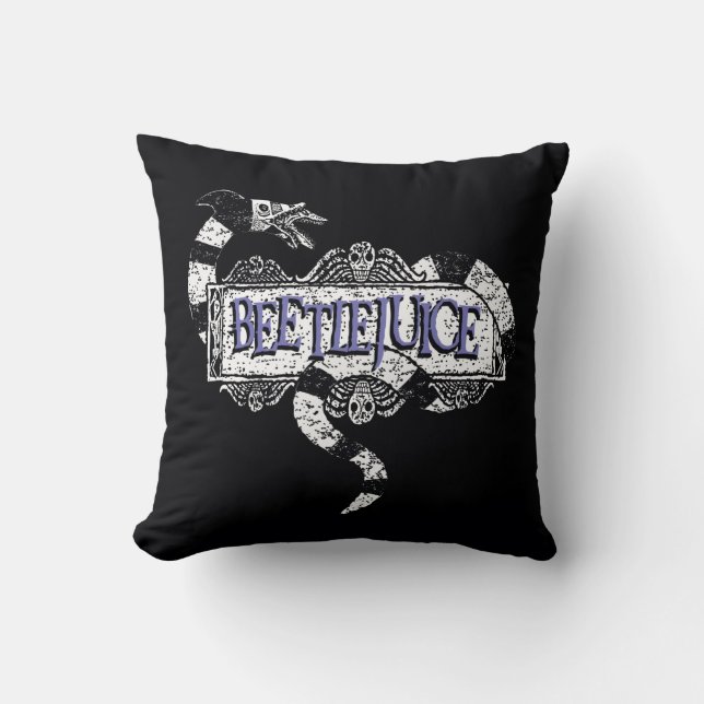 Beetlejuice | Sandworm Coiled on Beetlejuice Logo Cushion (Front)