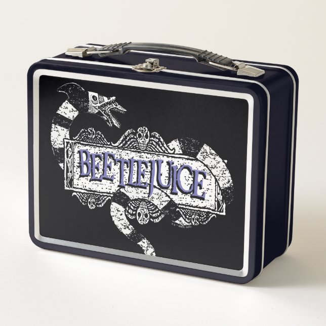 Beetlejuice | Sandworm Coiled on Beetlejuice Logo Metal Lunch Box (Front)