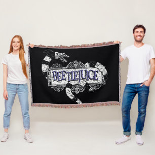 Beetlejuice   Sandworm Coiled on Beetlejuice Logo Throw Blanket