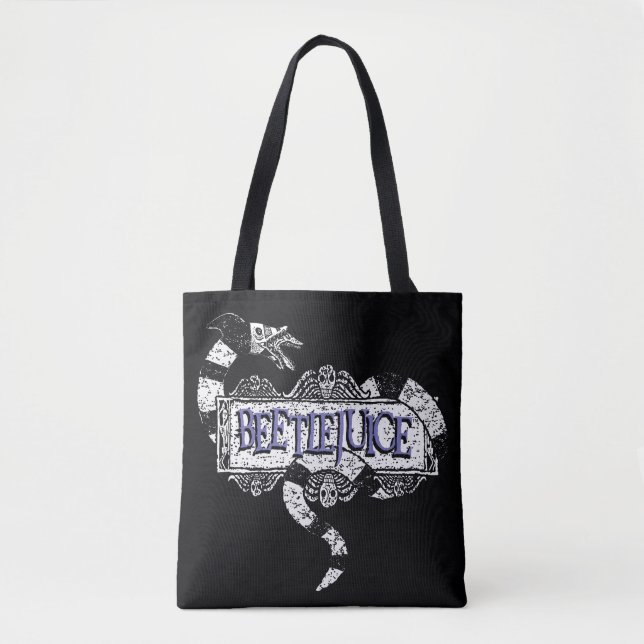 Beetlejuice | Sandworm Coiled on Beetlejuice Logo Tote Bag (Front)