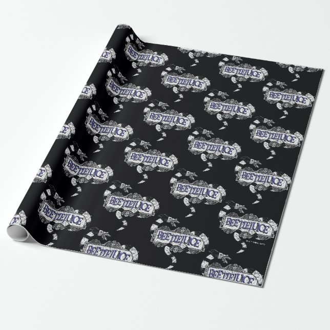 Beetlejuice | Sandworm Coiled on Beetlejuice Logo Wrapping Paper (Unrolled)