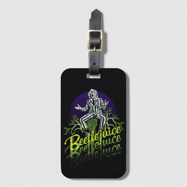 Beetlejuice | Sitting on a Tombstone Luggage Tag (Front Vertical)