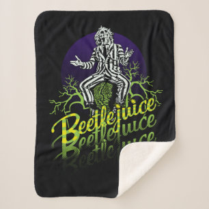Beetlejuice   Sitting on a Tombstone Sherpa Blanket