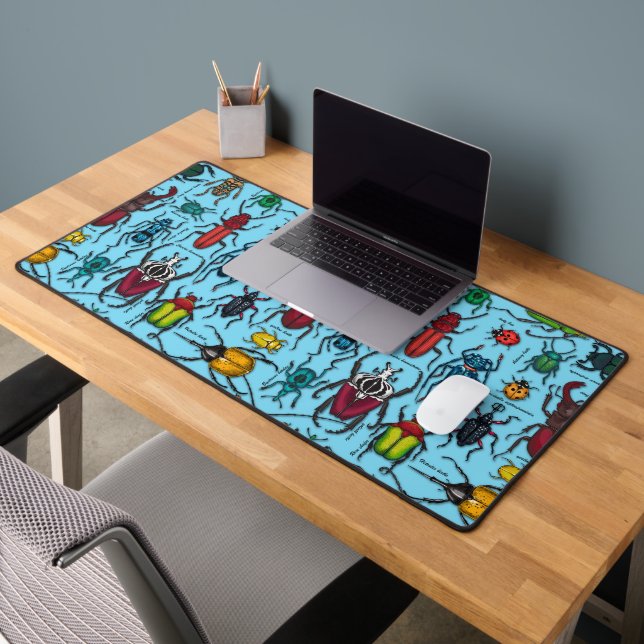 Beetles on blue desk mat (Office 2)