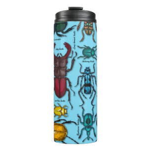 Beetles on blue thermal tumbler