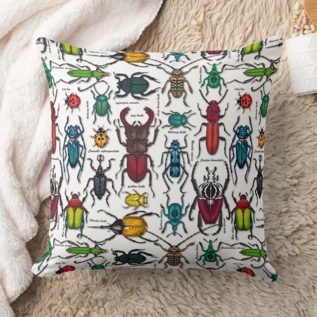 Beetles on white cushion (Blanket)