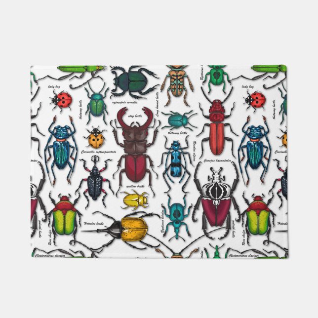 Beetles on white doormat (Front)