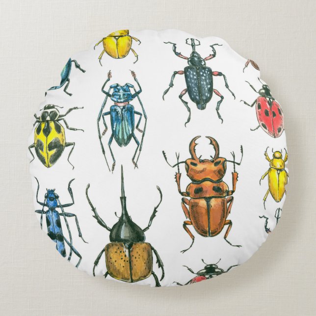 Beetles Round Cushion (Front)