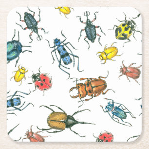 Beetles Square Paper Coaster