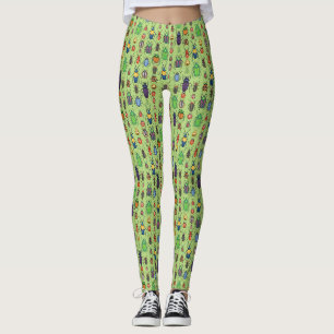 beetles variety on green leggings