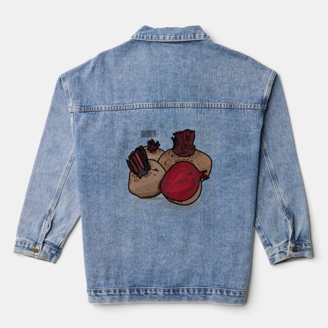 Beetroot cartoon illustration  denim jacket (Back)