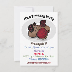 Beetroot cartoon illustration invitation