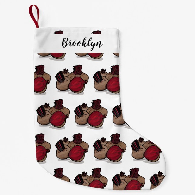 Beetroot cartoon illustration small christmas stocking (Front)