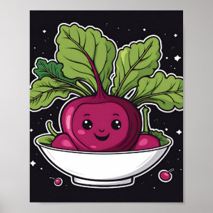 Beetroot  Kawaii Black Poster