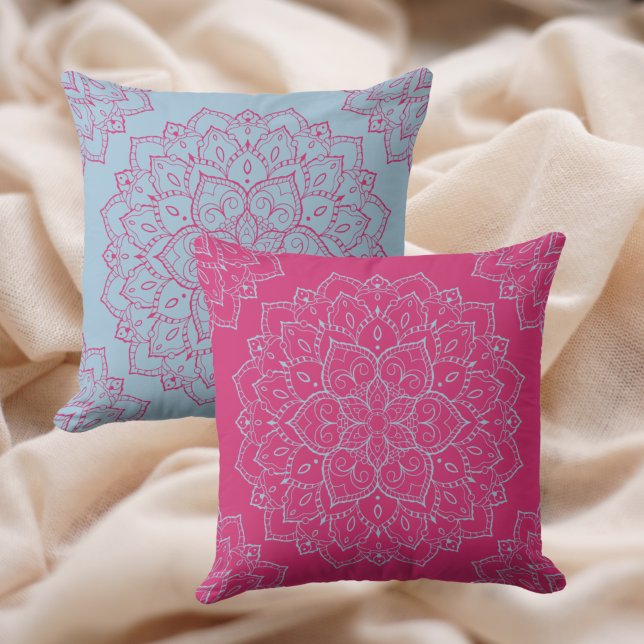Beetroot Purple & Summer Song Blue Mandala Cushion (Creator Uploaded)