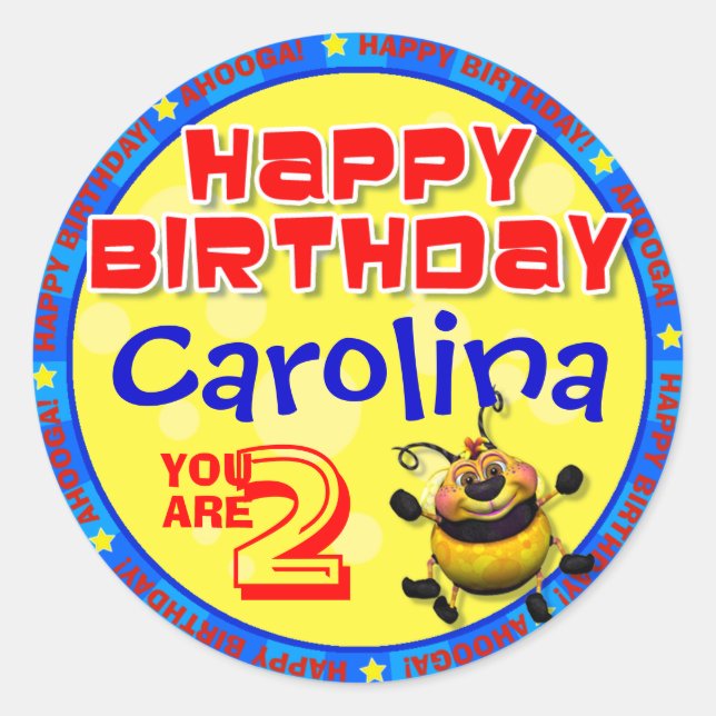 BeeWee Birthday Stickers with Your Child's Name (Front)