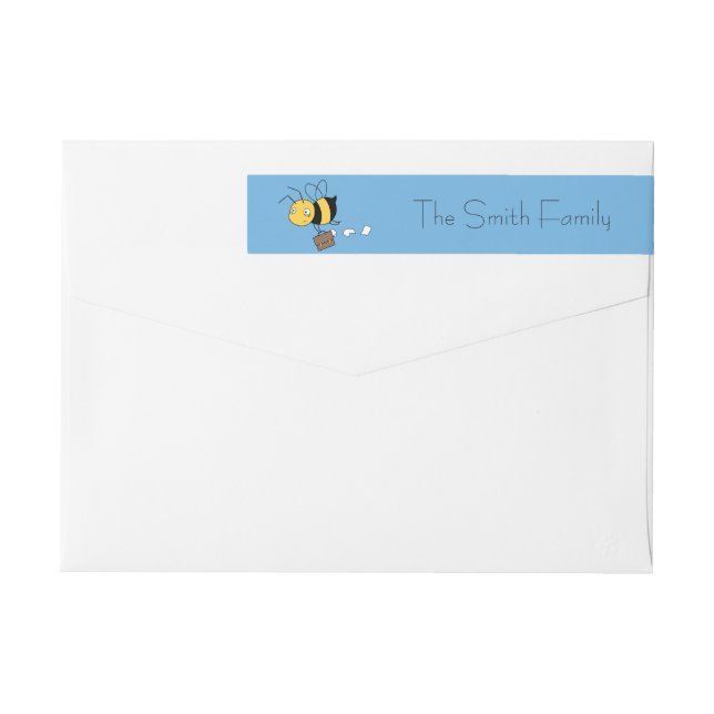 Beezness Bee, Tired Stressed Bee Holding Briefcase Wrap Around Label (Back)