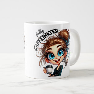 Before & After Caffeine – Sarcastic Grumpy  Large Coffee Mug