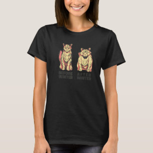 Before After Winter Cat Maine Coon Apparel T-Shirt