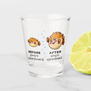 Before and After Going To Grandma Funny Nana Shot Glass