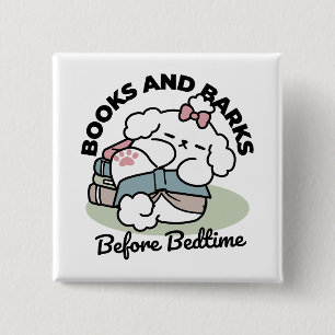 Before Bedtime with My Pup – Book and Dog Lover 15 Cm Square Badge