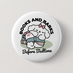 Before Bedtime with My Pup – Book and Dog Lover 6 Cm Round Badge