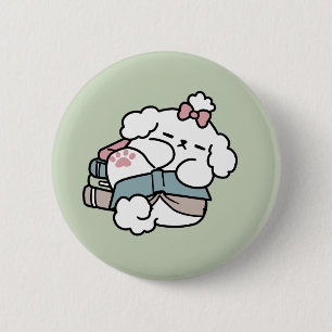 Before Bedtime with My Pup – Book and Dog Lover  6 Cm Round Badge