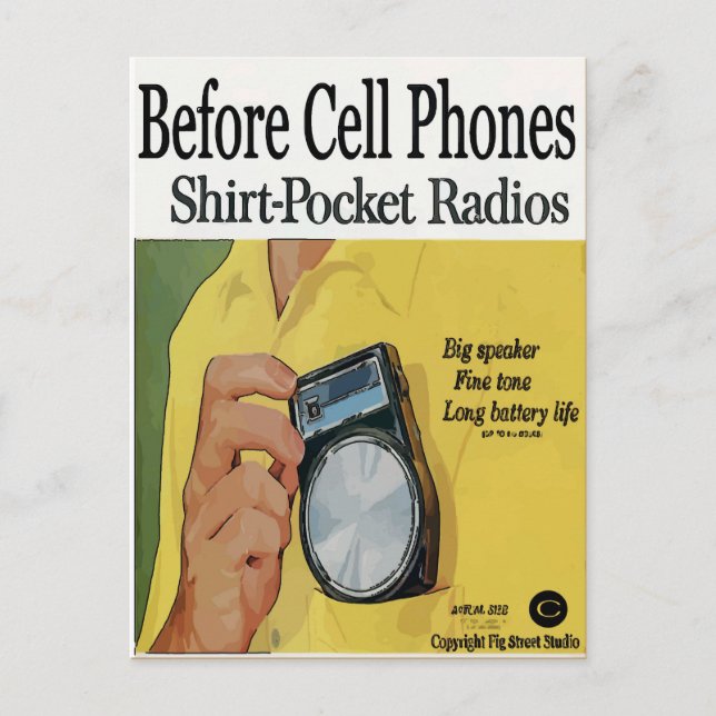 Before Cell Phone, Transistor Radios Postcard (Front)