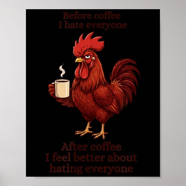 Before Coffee After Coffee Funny S Humour Mens Poster (Front)