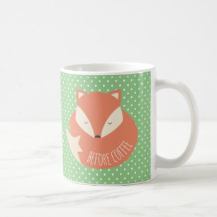 Before Coffee Sleeping Fox and Awake Fox Mug