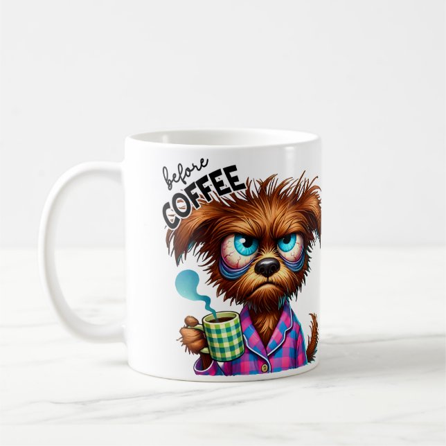 Before Coffee vs. Fully Caffeinated Dog  Mug (Left)