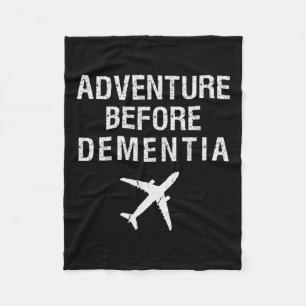 Before Dementia Fun Plane Travel Retirement Fleece Blanket