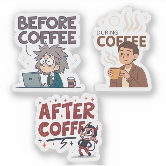 Before During After Coffee Mood Vector Art (Front)