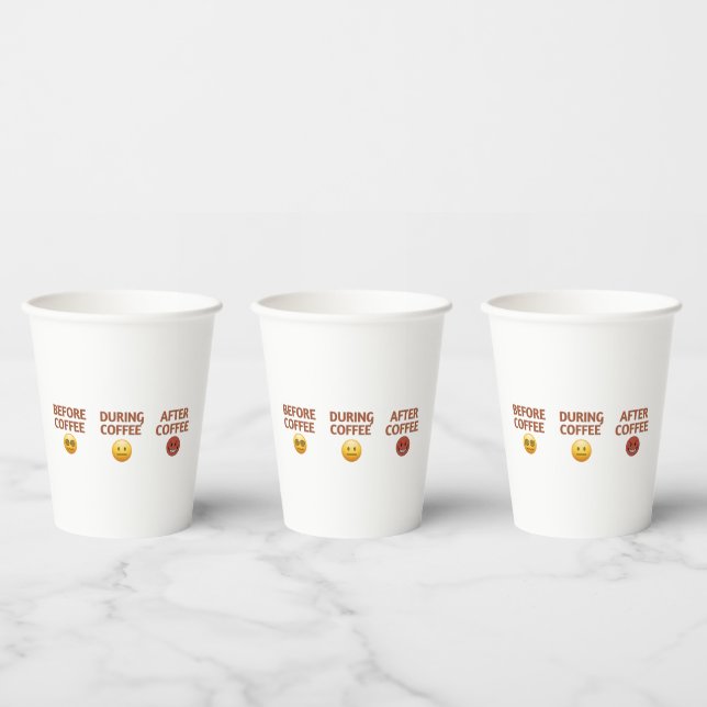 Before During After Coffee Mood Vector Art Paper Cups (Multi)