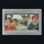 Before, During & After Picnic Rectangular Belt Buckle<br><div class="desc">Artist: John Falter | Family going to and returning from picnic (3 part)</div>