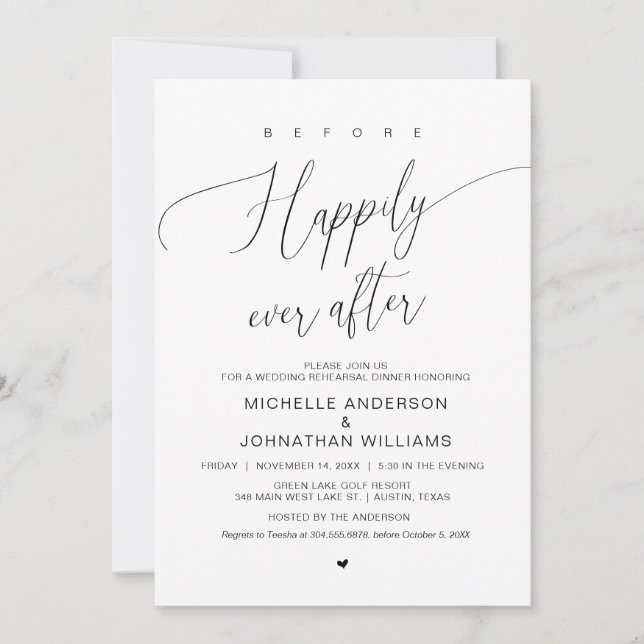 Before Happily Ever After Wedding Rehearsal Dinner Invitation (Front)