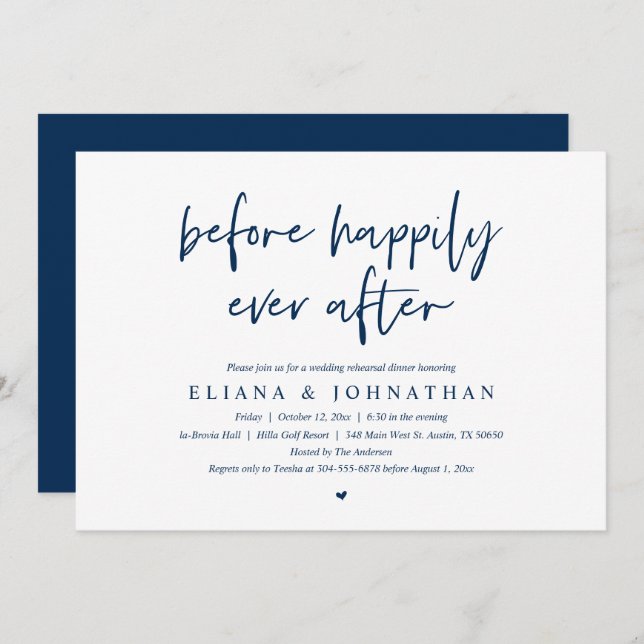Before Happily Ever After Wedding Rehearsal Dinner Invitation (Front/Back)