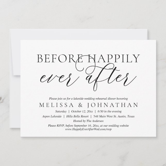 Before Happily Ever After Wedding Rehearsal Dinner Invitation (Front)