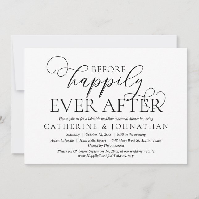Before Happily Ever After Wedding Rehearsal Dinner Invitation (Front)