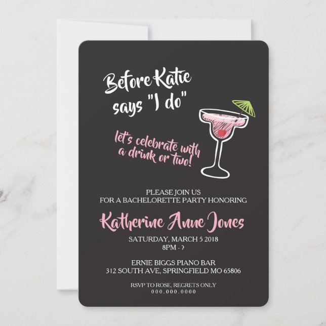Before I do Bachelorette Drinks Invite (Front)