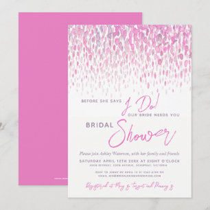 Before I do bridal shower pink watercolor art Invitation