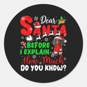 Before I Explain How Much You Know Xmas Dachshund Classic Round Sticker