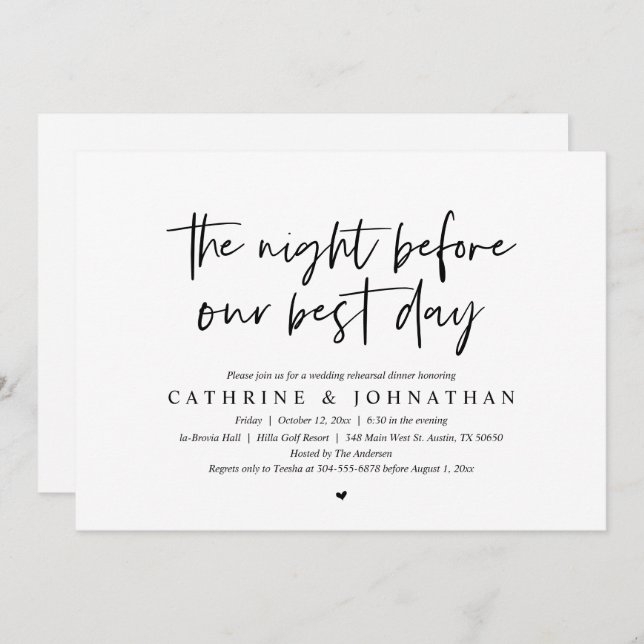 Before our best day, Wedding Rehearsal Dinner Invitation (Front/Back)