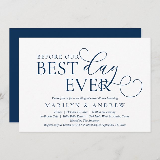 Before Our Day Ever, Wedding Rehearsal Dinner Invi Invitation (Front/Back)