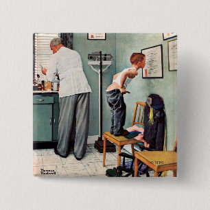 Before the Shot or At the Doctor's 15 Cm Square Badge