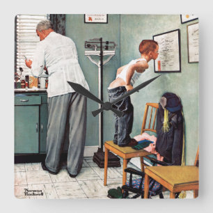 Before the Shot or At the Doctor's Square Wall Clock
