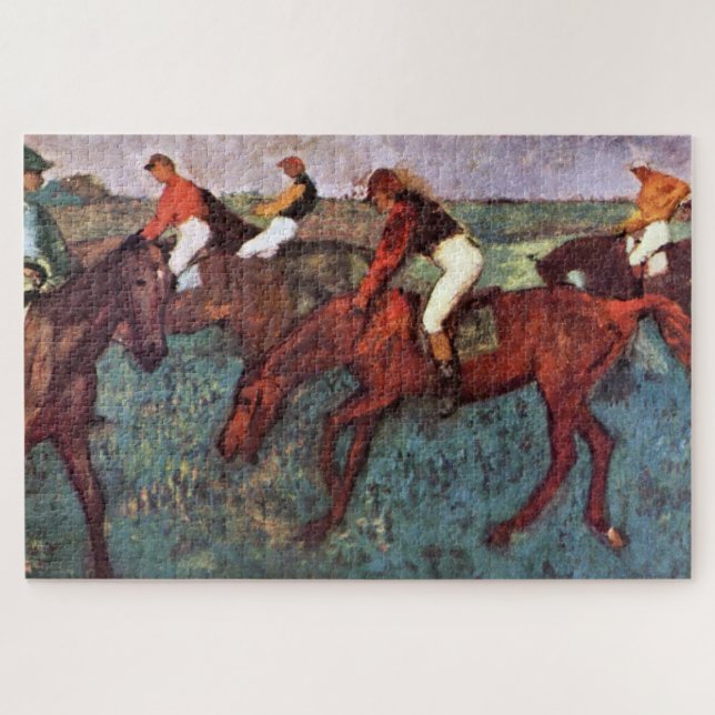 Before The Start Jockeis Training - Degas Painting Jigsaw Puzzle (Horizontal)