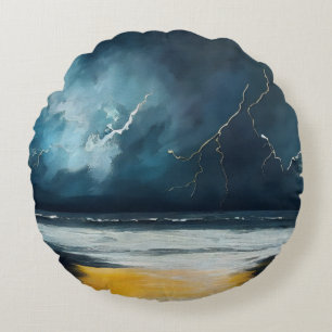 Before The Storm – Abstract Seascape Round Cushion