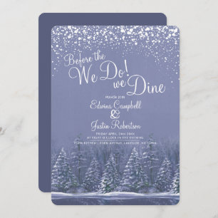 Before the we do winter wedding trees lake blue invitation
