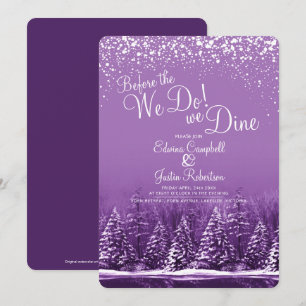 Before the we do winter wedding trees lake purple invitation